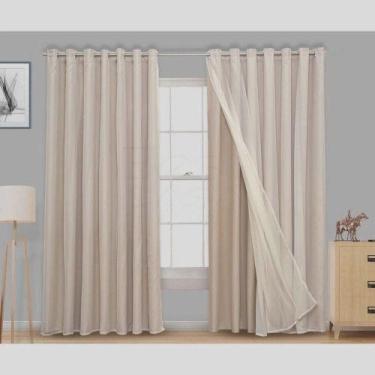 Imagem de Cortina Blackout 2,00m com Voil Delicada Clássica Corta Luz - Angel Di