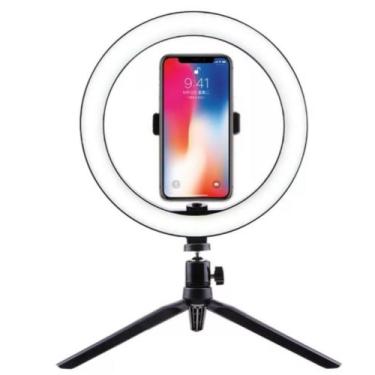 Imagem de Kit Iluminação Home Office Ring Light 26cm tripé e suporte para celula
