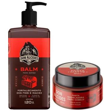 Imagem de Kit Balm Barba 120g e Pasta Cabelo Barba Negra Don Alcides