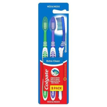 Imagem de Escova Dental Colgate Extra Clean Media Kit com 3 Pack