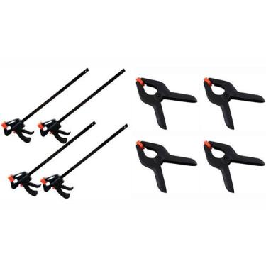 Imagem de Kit 4 Grampos Aperto Rápido 12'' + 4 Grampos Reforçados 6'' - CHARBS