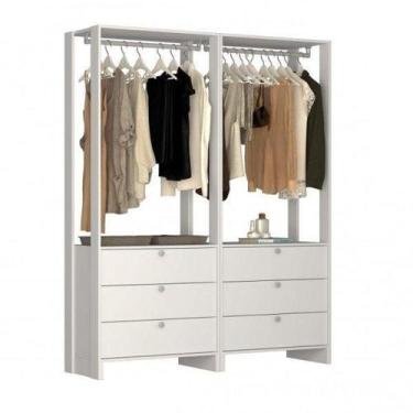 Imagem de Estante Closet Yes com 6 Gavetas e 2 Cabideiros - Branco - Nova Móbile