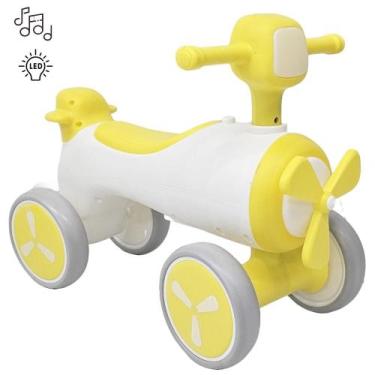 Imagem de Quadriciclo Equilibrio Avião Infantil Com  Luz e Som Amarelo! - Queen 