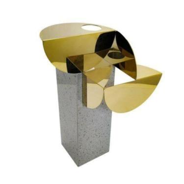 Imagem de Escultura Metal Abstrato Decorativa Base Marmore Luxo - LUXdécor