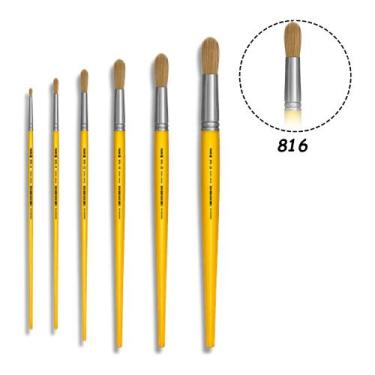 Imagem de 6 Pincel Tigre 816 Redondo Pituá N.04,08,12,16,20,24