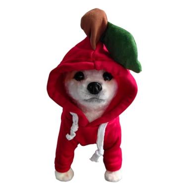 Imagem de IOICYBF Roupas para animais de estimação, casaco com capuz, agasalho, fofo, formato de maçã, para cães de estimação, gatos, no inverno, 2GG