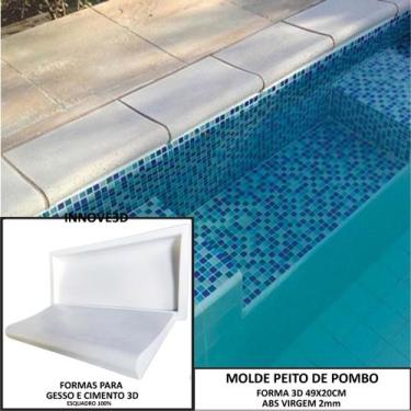 Imagem de Forma 3d Borda de Piscina Peito de Pombo 49X20cm ABS 2mm Molde para co