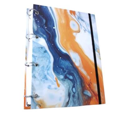 Imagem de Caderno Argolado Mármore Oranje Blue- 100 folhas / Fichário - Moments 