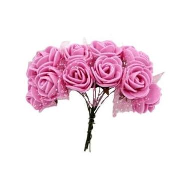 Imagem de 144 Mini Rosas Artificial De Eva Seda - Pacote Rosa Claro - H8