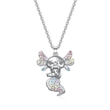 Imagem de Colar cavalo/gato/axolote/unicórnio/guaxinim/canguru/t-rex/elefante/chihuahua/golden retriever/coala/cabra/vaca, presentes para meninas e mulheres, lindo colar de cristal colorido grande animal