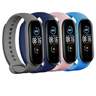 Imagem de Ouligei (pacote 4/5/8) pulseiras de substituição para Xiaomi Mi 5 e Mi 6/Amazfit Band 5, pulseiras de silicone macias e flexíveis amigáveis à pele