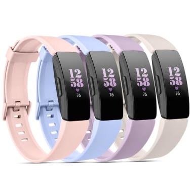Imagem de Vancle Pacote com 4 pulseiras para Fitbit Inspire 2/Fitbit Inspire HR para mulheres e homens, pulseira esportiva de silicone macio ajustável para Fitbit Inspire 2/Inspire HR/Inspire/Ace 3/Ace 2