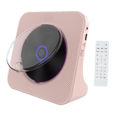 Imagem de BaotyJie Reprodutor de música multifuncional, recarregável, display LED, opções versáteis de reprodução, áudio doméstico, CD, MP3 Player, rádio, Rosa