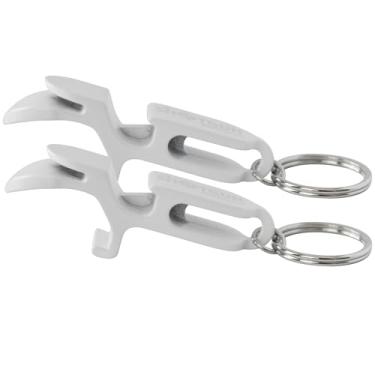 Imagem de Chaveiro de espingarda de metal branco - 2 ferramentas de espingarda - ferramenta de espingarda de bongo de cerveja - Ótimo para festas, lembrancinhas de festa, jogos de bebida, presente