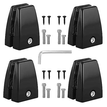 Imagem de Jhanw Pacote com 4 braçadeiras divisórias de mesa de escritório - Grampo de suporte de divisória de mesa premium para painéis de 0,5 cm a 2,5 cm, grampos de painel preto de alumínio para acrílico e