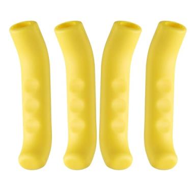 Imagem de HARFINGTON 2 pares de capa de alavanca de freio de bicicleta de silicone protetor de manete de freio antiderrapante capa de proteção de manípulo de freio para ciclismo de estrada de montanha, amarelo