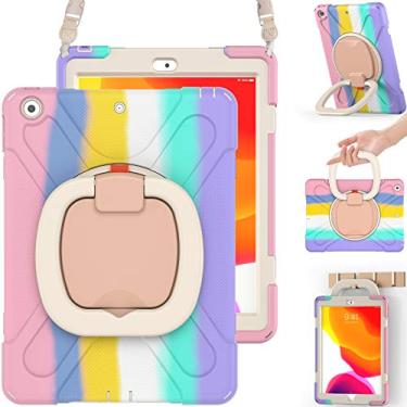 Imagem de BRAECN Capa para iPad 9ª 8ª geração 10.2 2021 2020 2019 infantil, capa de silicone à prova de choque com protetor de tela, suporte de lápis, alça de ombro, pega, suporte, suporte de tampa de lápis -