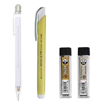 Imagem de Xeno Lapiseira de borracha Pastel Q 0,5 mm com grafite HB, B, conjunto de borracha (branco)