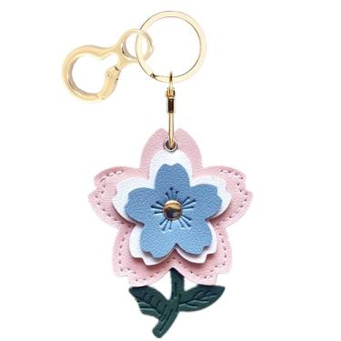 Imagem de Capa de couro compatível com AirTag, linda capa protetora para Apple Air Tag com anel de chaveiro, antiarranhões, rastreador GPS para chaves, bolsa, animais de estimação (flor A)