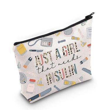 Imagem de WZMPA Bolsa de maquiagem de insulina para diabetes, presentes de conscientização sobre diabetes, apenas um Gil que precisa de insulina com zíper, kit de suprimentos para diabéticos, insulina Just a