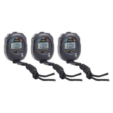 Imagem de Cronômetro Eletrônico Digital, 3 PCS Cronômetro Esportivo de Alta Precisão à Prova D'água para Corrida de Basquete, Cronômetro de Fácil Operação Com Bússola e Despertador, Ideal