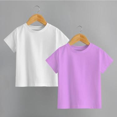 Imagem de Kit Com 2 Camisetas Infantil Básica Lisa 100% Algodão Tecido Premium A
