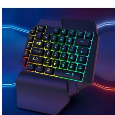 Imagem de Mini Teclado Gamer Rgb Para Jogos Conexão Usb Uma Mão Semi Mecãnico - 