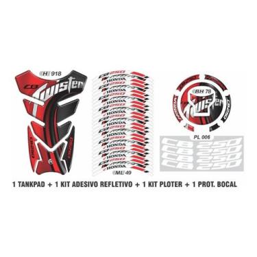 Imagem de Adesivo Cb250 Twister Kit Tank, bocal, refletivoploter H918 - Resitank