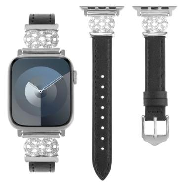 Imagem de WONFAITH Pulseira de couro compatível com Apple Watch Ultra SE séries 10, 9, 8, 7, 6, 5, 4, 3, 2 e 1 de 38 mm, 40 mm, 41 mm, 42 mm, 44 mm, 45 mm, 46 mm, 4, 3, 2 e 1