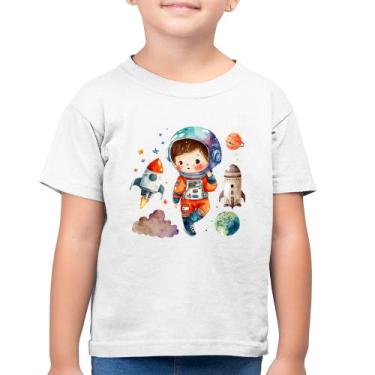 Imagem de Camiseta Algodão Infantil Astronauta Criança e Foguetes - Foca na Moda