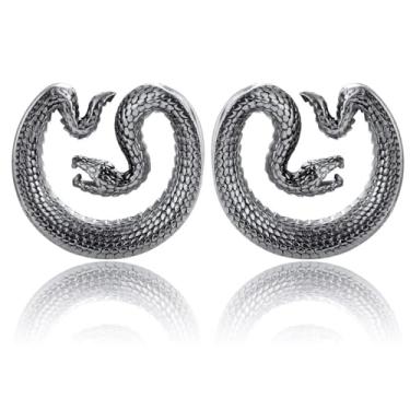 Imagem de 2 peças LADEMAYH Design Cascavel Abertura Túnel Alargadores de orelha Brincos - Acessórios femininos e masculinos 316L Aço Inoxidável Plugue de ouvido Piercing corporal, 08mm=0g, Aço inoxidável, Sem pedras preciosas