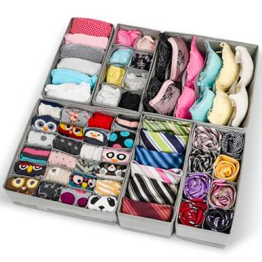 Imagem de Wondersome Organizador de gavetas para roupas – pacote com 6 unidades de roupas íntimas, meias, sutiãs, gravata e divisória de roupas – Organização de armazenamento de prateleira/armário de quarto –