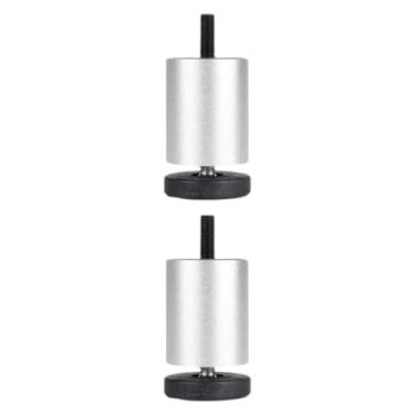 Imagem de ＫＬＫＣＭＳ 2x Móveis ajustáveis ​​pernas suportam as pernas redondo o pé de substituição do sofá para refrigerador de cama de ar condicionado, Prata, 10cm