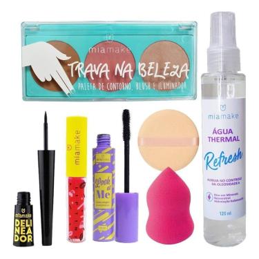Imagem de Combo De Maquiagem Paleta Contorno Iluminador Mia Make Luxo