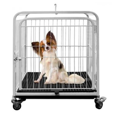 Imagem de Canil Portátil Para Cachorro Pequeno Com Rodizio Açomix, Branco