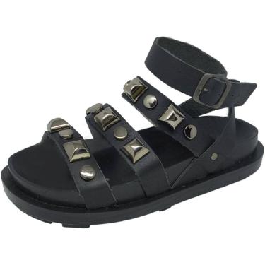 Imagem de Sandália Feminina Flat Tratorada Conforto Pedraria Cacci