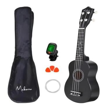 Imagem de Ukulele Acústico Soprano Instrumento Musical Concert - Black - Makanu