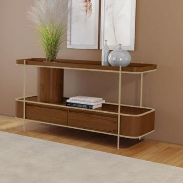 Imagem de Aparador Sala de Jantar Cachepot em Madeira Maciça Imbuia Mel 2 Gaveta