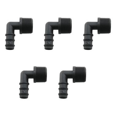 Imagem de HJGarden 5 peças conector de irrigação por gotejamento preto cotovelo tubo PE soquete plástico farpado mangueira de irrigação conector Tee adaptador de irrigação por gotejamento