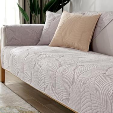 Imagem de Capas de sofá acolchoadas com estampa de folhas para proteção de móveis, protetor de móveis jacquard 3D quente, capa de almofada de cor sólida para cães, crianças - cinza claro ||1 fronha (114 x 114)