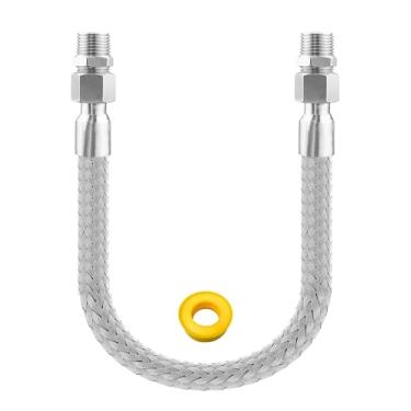 Imagem de Vaticas Mangueira jumper compressor universal de grau industrial 2,5 cm NPT macho x 50,8 cm comprimento 398.9 °C 450 PSI mangueira de metal de aço inoxidável flexível para todo o corpo, ambos os