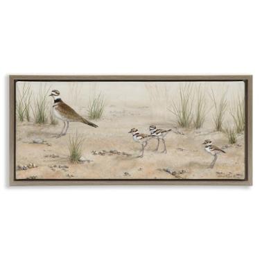 Imagem de Stupell Industries Tela emoldurada Kildeer Birds Stepping Brown Floater Design de arte de parede por Valerie Rogers, 78 x 35 cm
