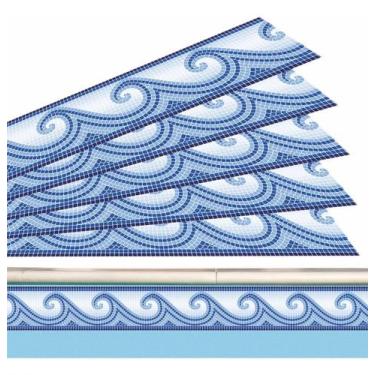 Imagem de Adesivo Borda Piscina  Mosaico Ondas Do Mar  100x10 Cm - Resitank