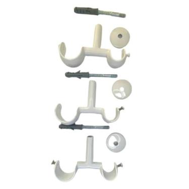 Imagem de  Kit 3 Suporte Duplo Alumínio Varão para Teto 19/28mm Para cortina de 