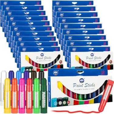 Imagem de Noveread 20 conjuntos de bastões de tinta têmpera para crianças, laváveis, de secagem rápida, giz de cera de tinta para crianças, materiais de arte, papel, madeira, vidro, rocha, pôster, tela (12