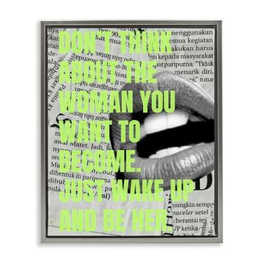 Imagem de Stupell Industries Wake Up & Be Her Inspiring Gray Floater Framed Canvas Wall Art Design by House of Lulu, 25 x 31