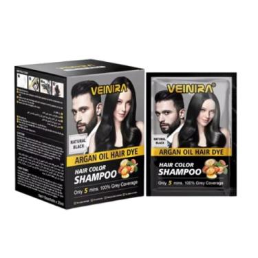 Imagem de Tonalizante Shampoo Cabelo Formula Natural Sem Amonia Veinira 10 X 25ml Preto