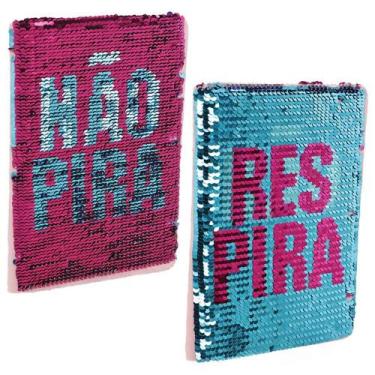 Imagem de Caderno escolar lantejoulas respira nao pira polibrinq, ., UN