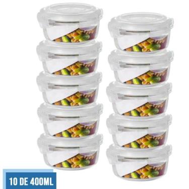 Imagem de Conjunto 10 Potes Vidro Hermético Mantimentos Marmita 400ml - PRATICAS