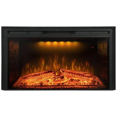 Imagem de Lareira Elétrica de Embutir A69x127L com Proteção contra Superaquecimento e Chamas Ajustavel, 110V 1500W, Benrocks, Preta